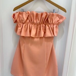 Peach Off-Shoulder Ruffle Dress